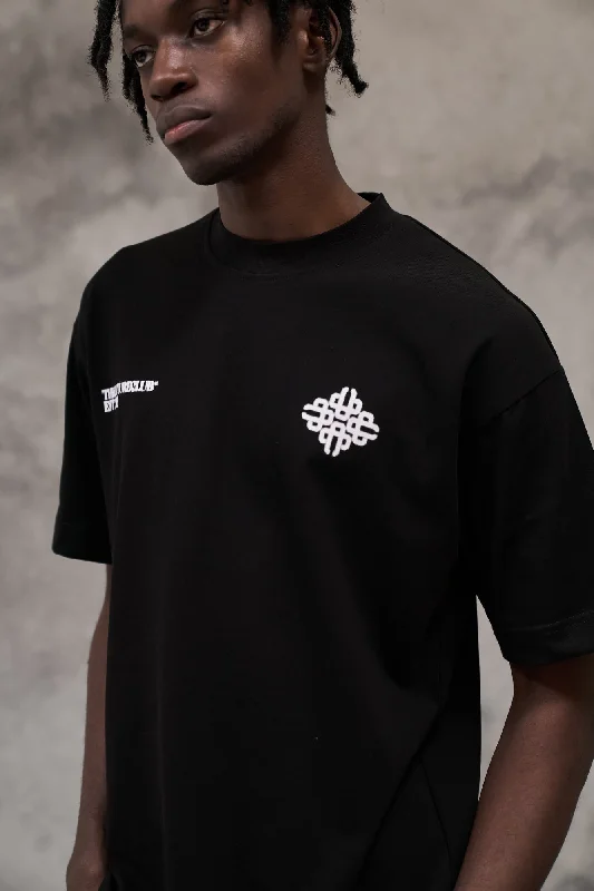 BLURRED GRAPHIC EMBLEM T-SHIRT - BLACK