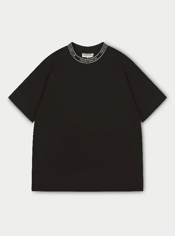 JACQUARD COLLAR T-SHIRT - BLACK