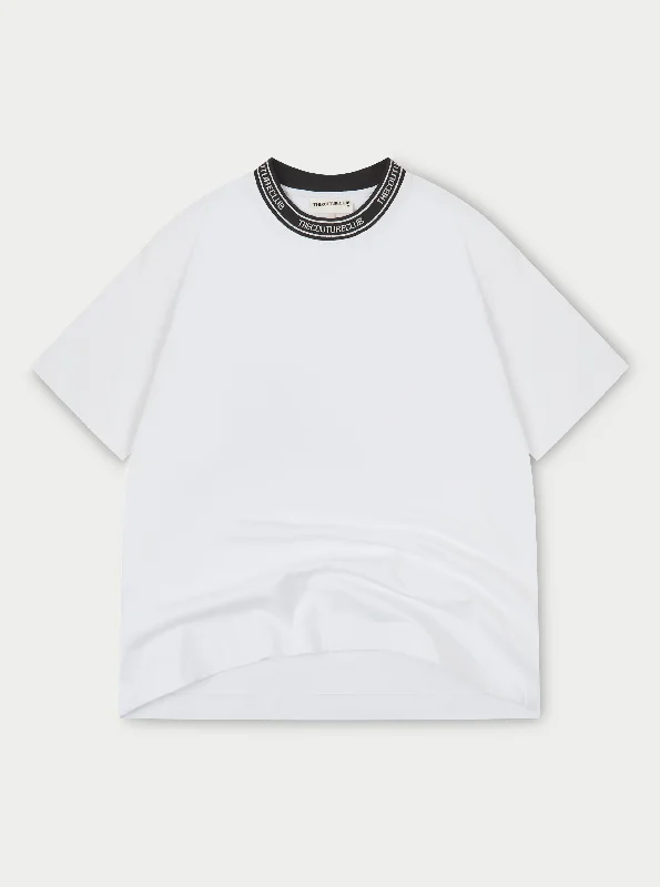 JACQUARD COLLAR T-SHIRT - WHITE