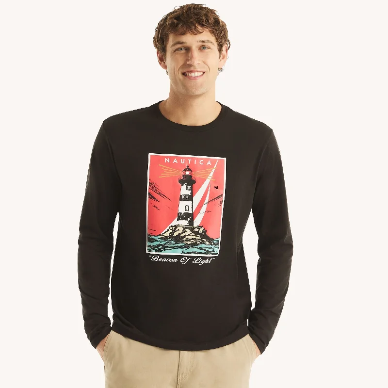 Nautica Mens Long-Sleeve Graphic T-Shirt