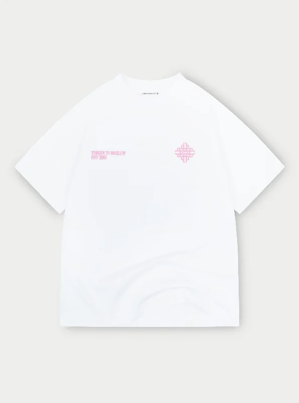 BLURRED GRAPHIC EMBLEM T-SHIRT - PINK