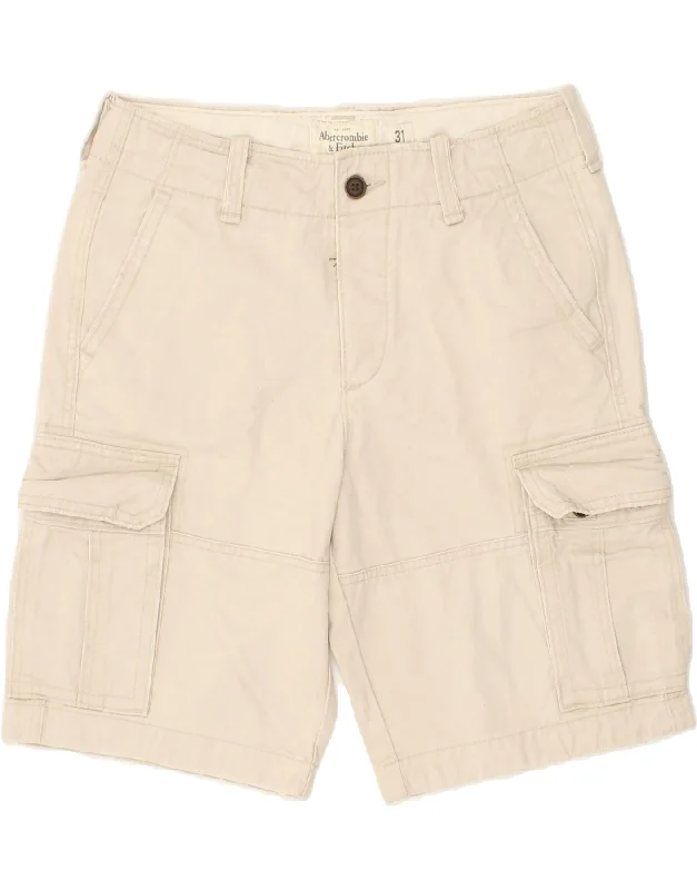 ABERCROMBIE & FITCH Mens Cargo Shorts W31 Medium  Beige Cotton