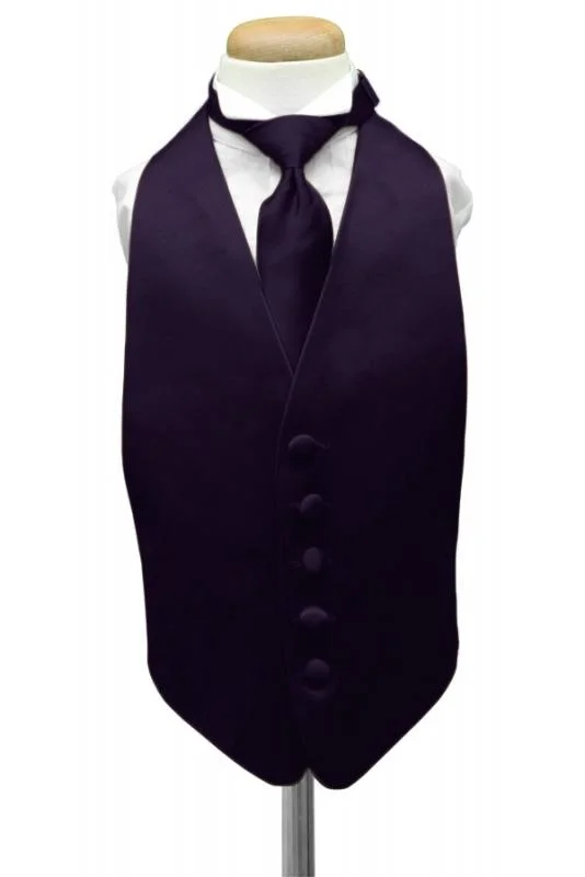 Amethyst Luxury Satin Kids Tuxedo Vest