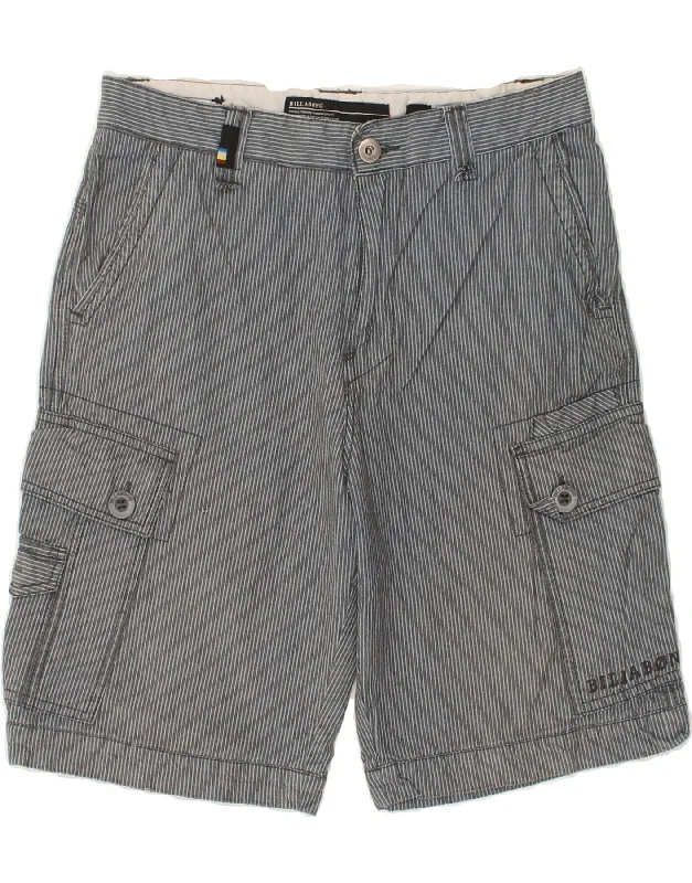 BILLABONG Mens Cargo Shorts W30 Medium Grey Pinstripe Cotton