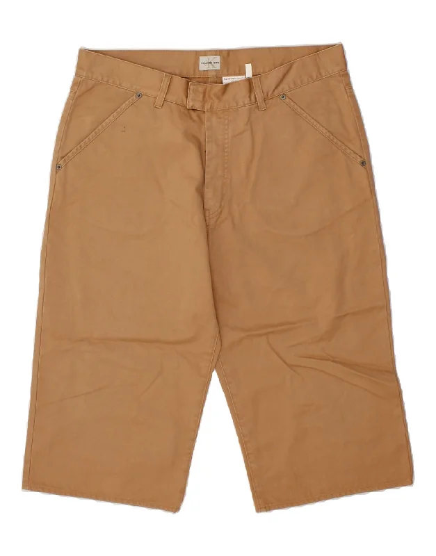 CALVIN KLEIN Mens Bermuda Shorts W34 Large Brown Cotton