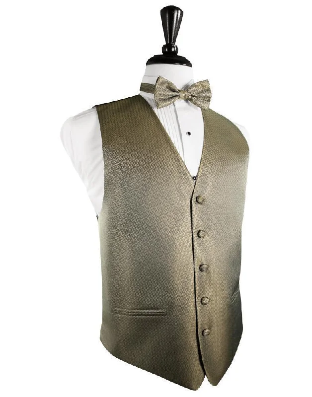 Champagne Herringbone Tuxedo Vest