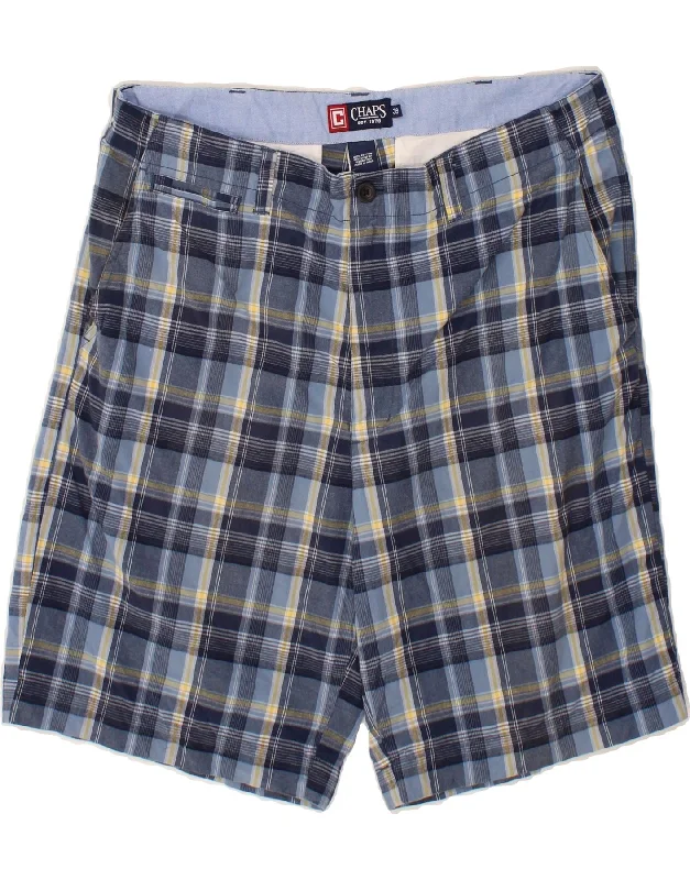 CHAPS Mens Chino Shorts W36 Large Blue Check Cotton