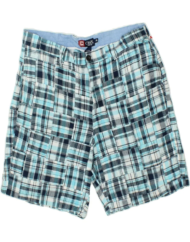 CHAPS Mens Chino Shorts W36 Large  Blue Check Cotton