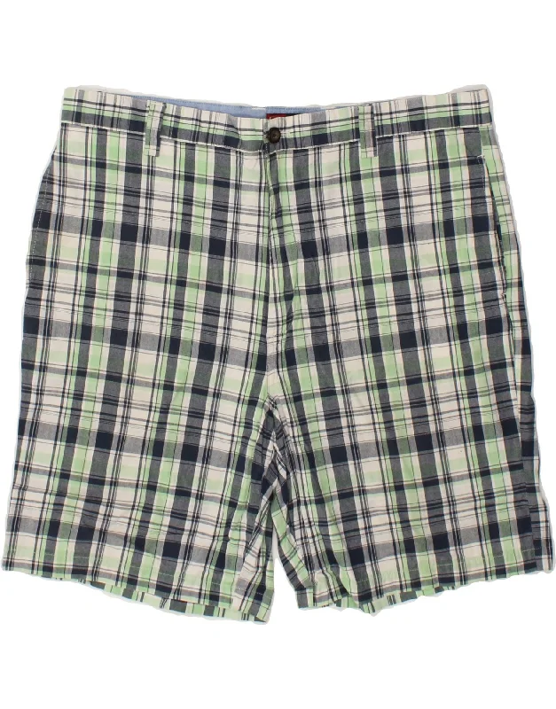 CHAPS Mens Chino Shorts W38 XL  Green Check Cotton