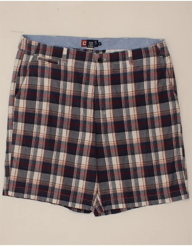 CHAPS Mens Chino Shorts W40 XL Navy Blue Check Cotton