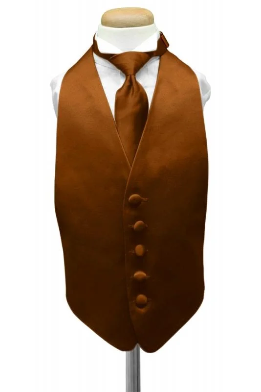 Cognac Luxury Satin Kids Tuxedo Vest