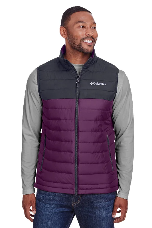 Columbia Mens Powder Lite Water Resistant Full Zip Vest - Black Cherry/Shark Grey