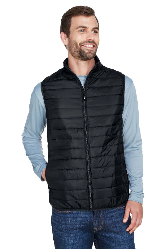 Core 365 Mens Prevail Packable Puffer Water Resistant Full Zip Vest - Black