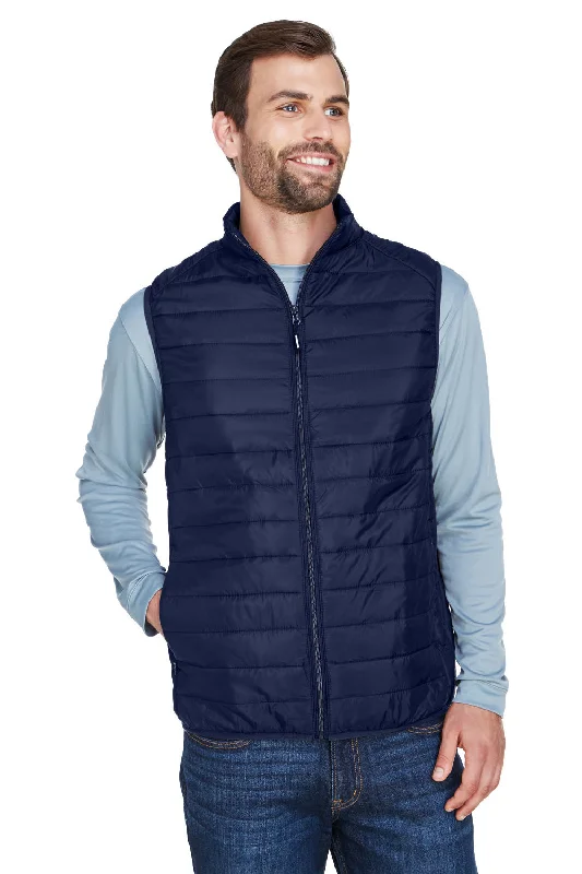 Core 365 Mens Prevail Packable Puffer Water Resistant Full Zip Vest - Classic Navy Blue