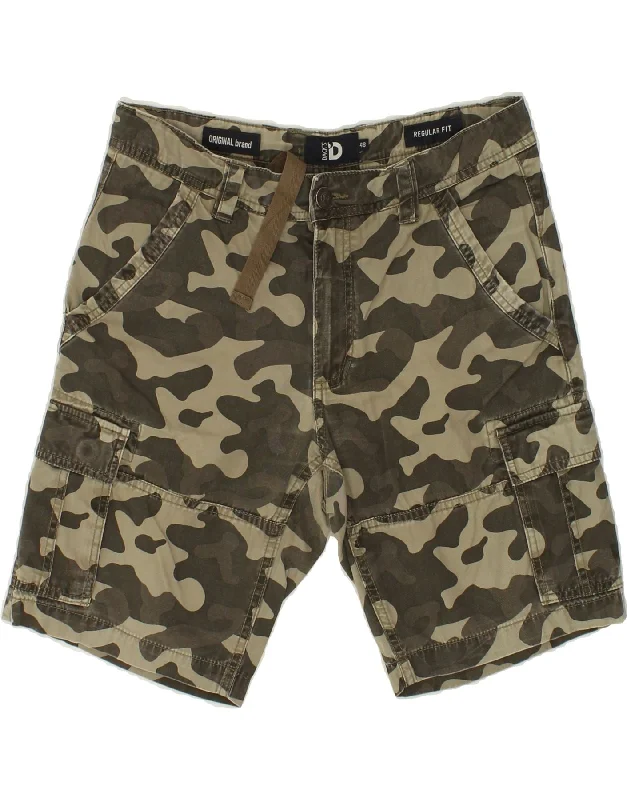 DACK'S Mens Cargo Shorts IT 46 Small W32 Khaki Camouflage Cotton