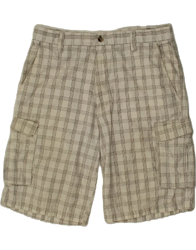 DOCKERS Mens Cargo Shorts W34 Large Grey Check