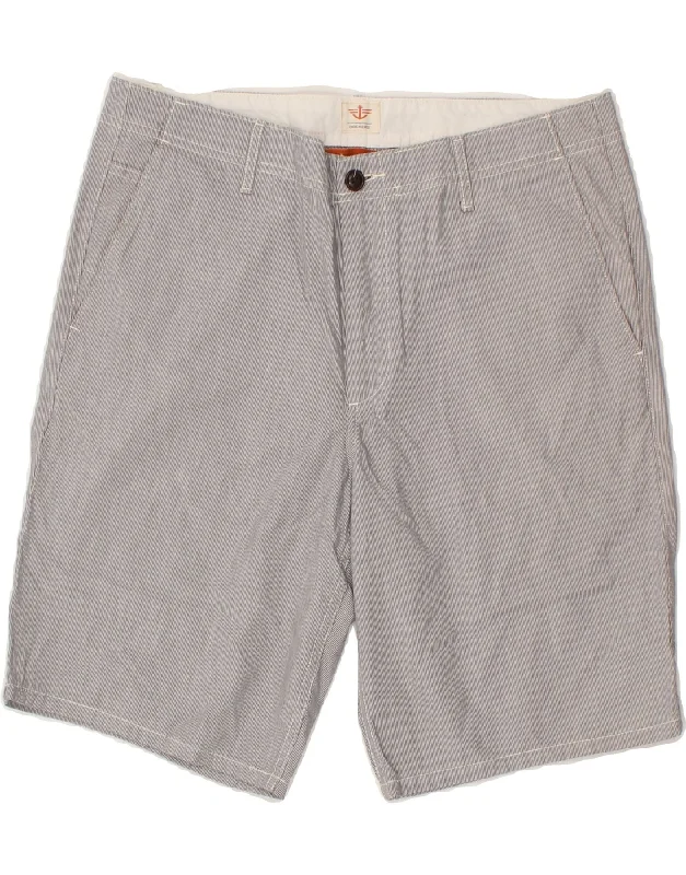 DOCKERS Mens Chino Shorts W34 Large Grey Pinstripe Cotton