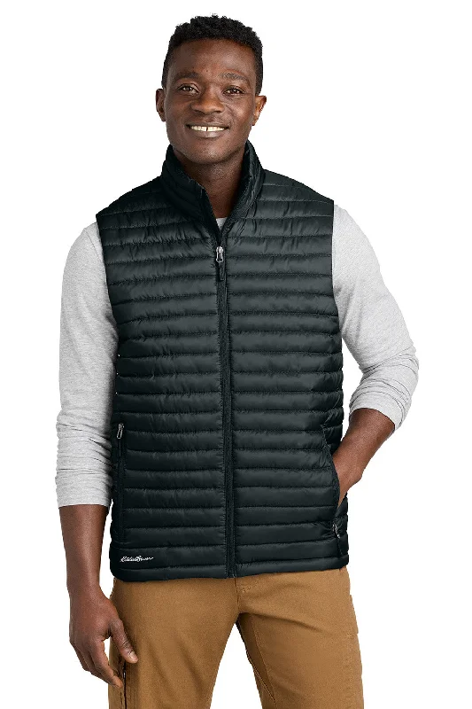 Eddie Bauer Mens Packable Quilted Water Resistant Full Zip Vest - Black - COMING SOON