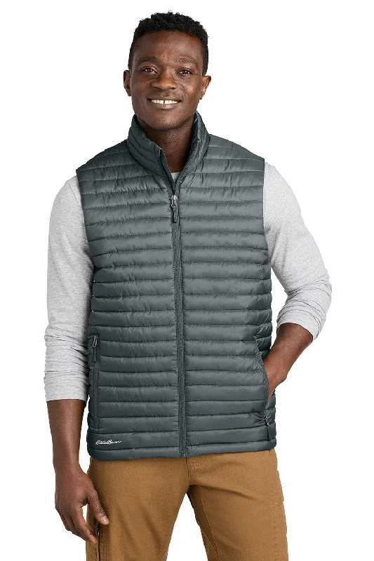 Eddie Bauer Mens Packable Quilted Water Resistant Full Zip Vest - Metal Grey - COMING SOON