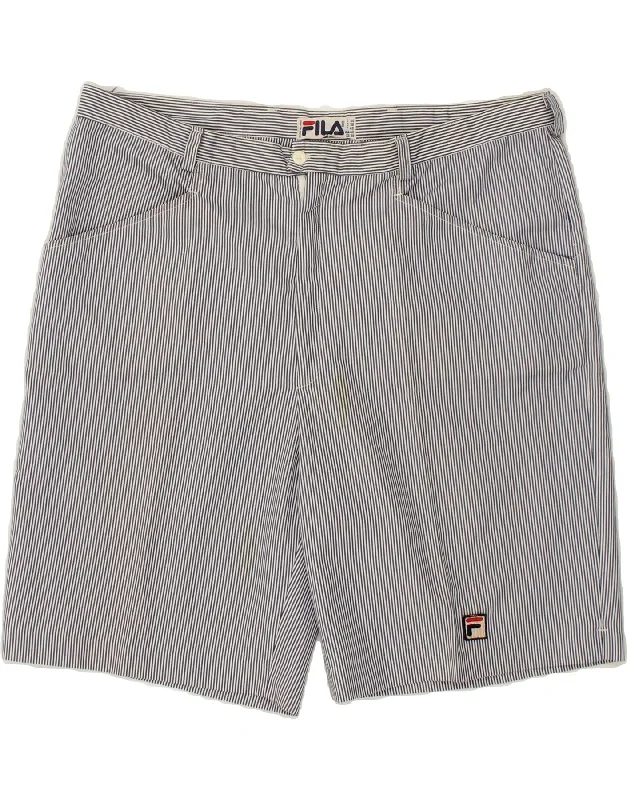 FILA Mens Casual Shorts W38 XL Navy Blue Pinstripe