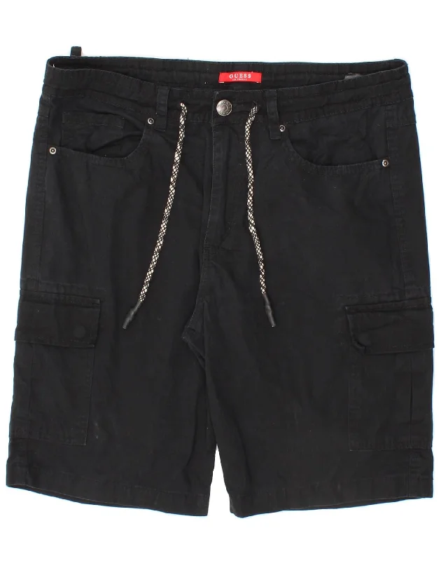 GUESS Mens Cargo Shorts W34 Large Black Cotton