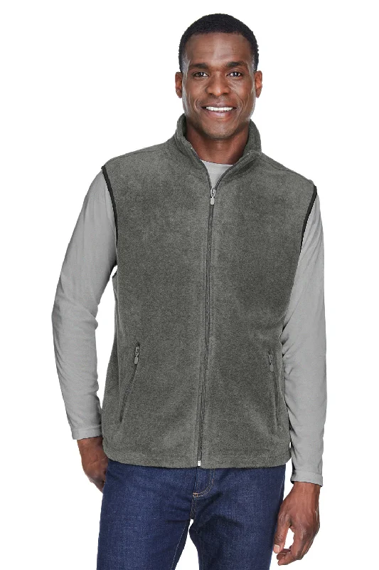 Harriton Mens Pill Resistant Fleece Full Zip Vest - Charcoal Grey