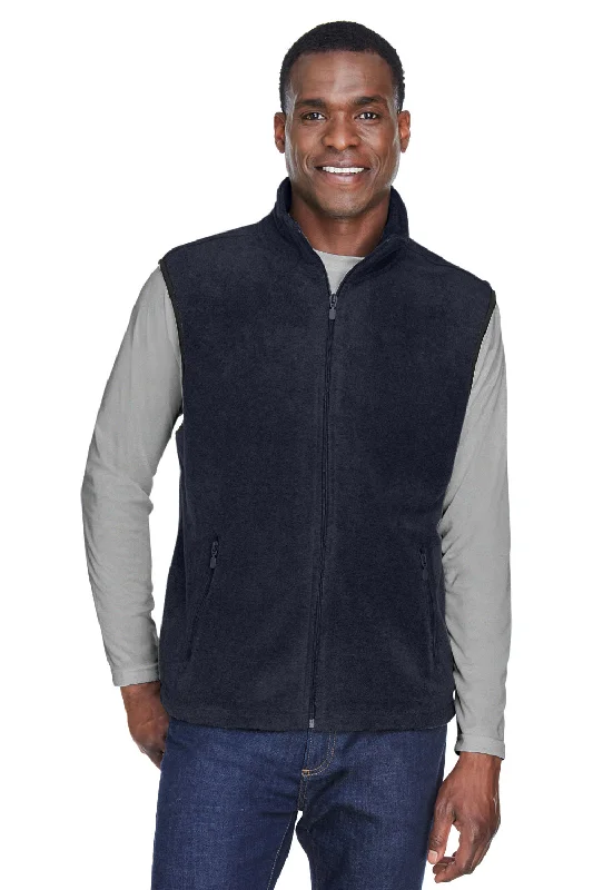 Harriton Mens Pill Resistant Fleece Full Zip Vest - Navy Blue