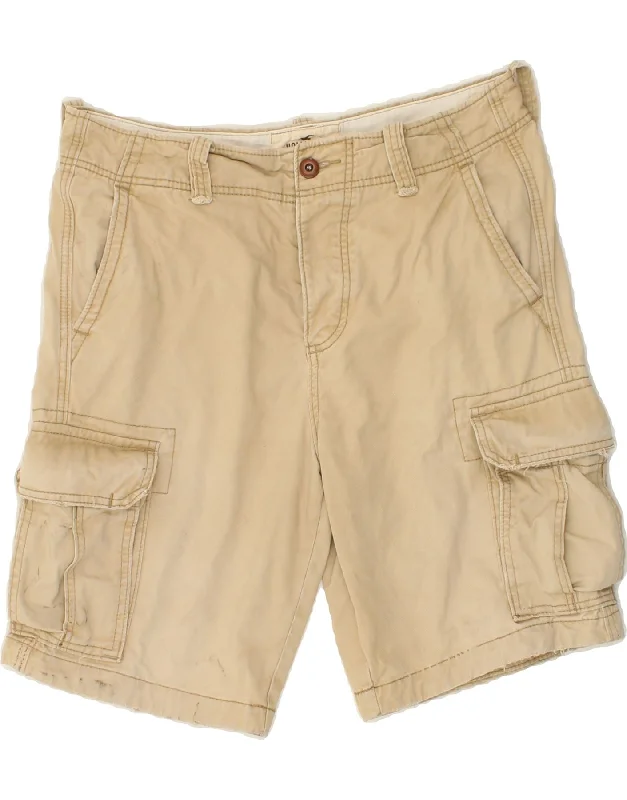 HOLLISTER Mens Cargo Shorts W32 Medium Beige Cotton