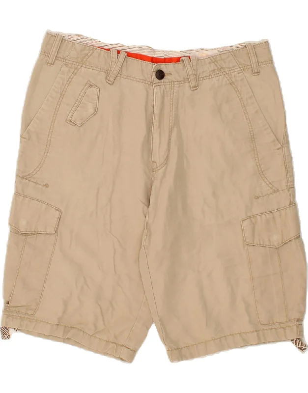 HUGO BOSS Mens Comfort Fit Cargo Shorts IT 50 Large W34 Beige Linen