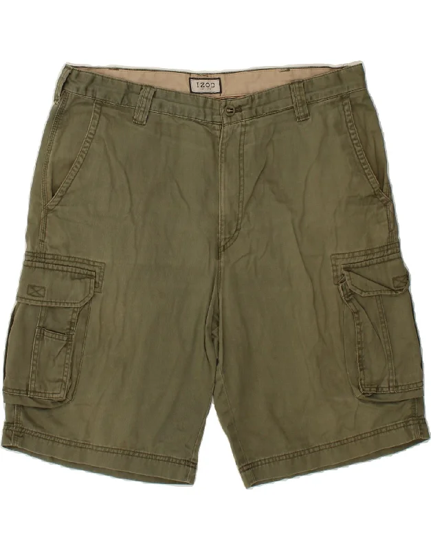 IZOD Mens Cargo Shorts W38 XL Khaki Cotton