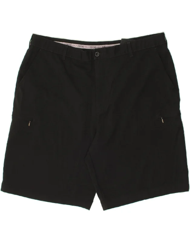 IZOD Mens Golf Cargo Shorts W42 2XL Black Polyester