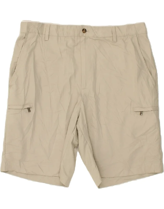 IZOD Mens High Waist Cargo Shorts W38 XL Beige Polyester