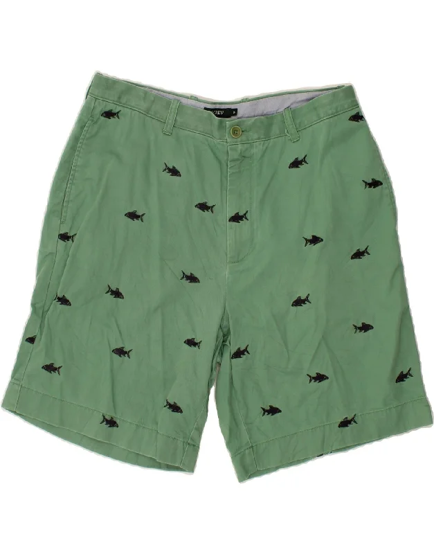 J. CREW Mens Chino Shorts W35 Large Green Spotted Cotton