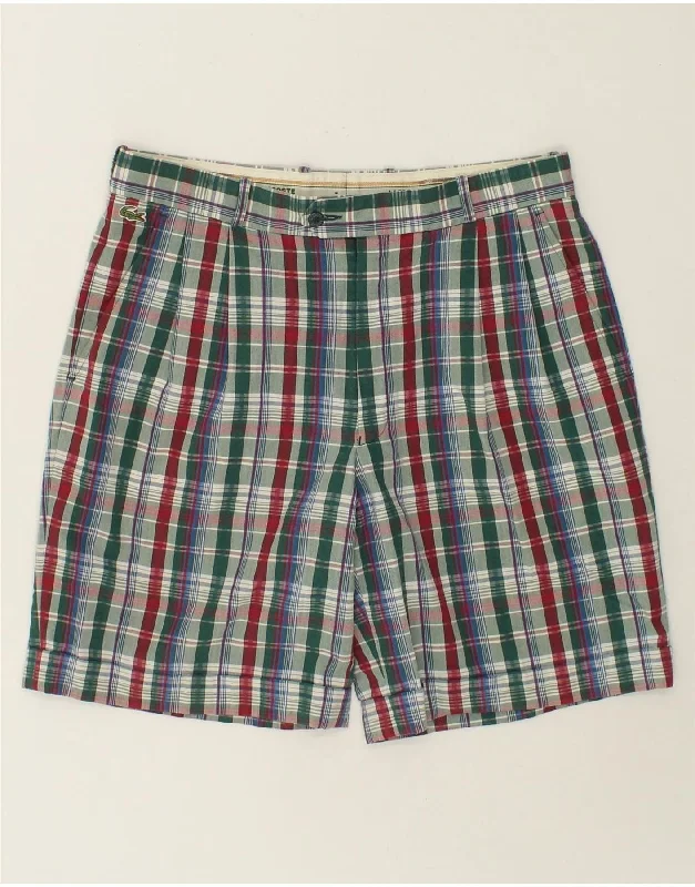 LACOSTE Mens Chino Shorts W33 Medium Multicoloured Check Cotton