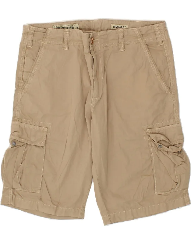 MARLBORO CLASSICS Mens Regular Fit Cargo Shorts W34 Large Beige Cotton