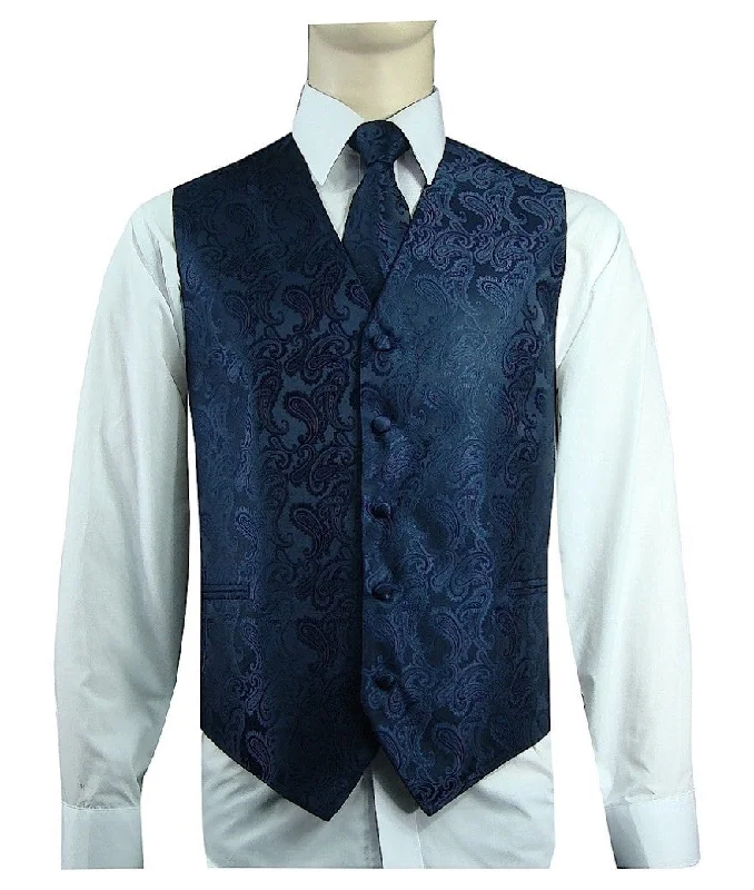 Men's 20-1 Microfiber Paisley Vest, Tie & Hanky