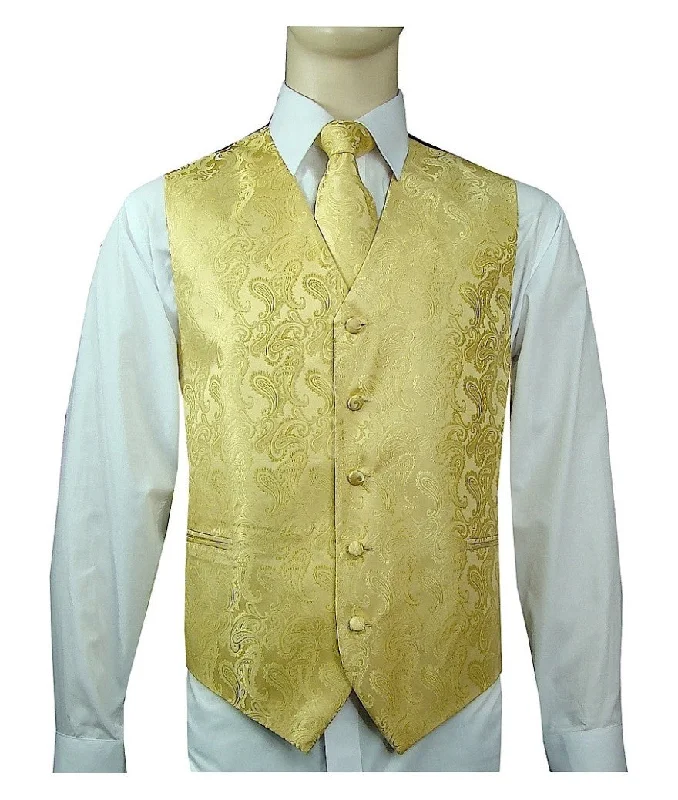 Men's 20-1 Microfiber Paisley Vest, Tie & Hanky