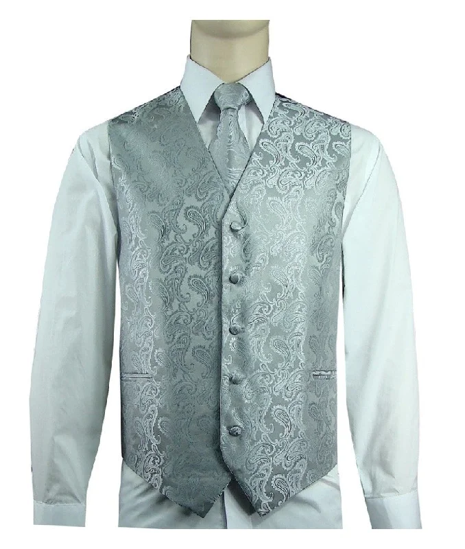 Men's 20-1 Microfiber Paisley Vest, Tie & Hanky