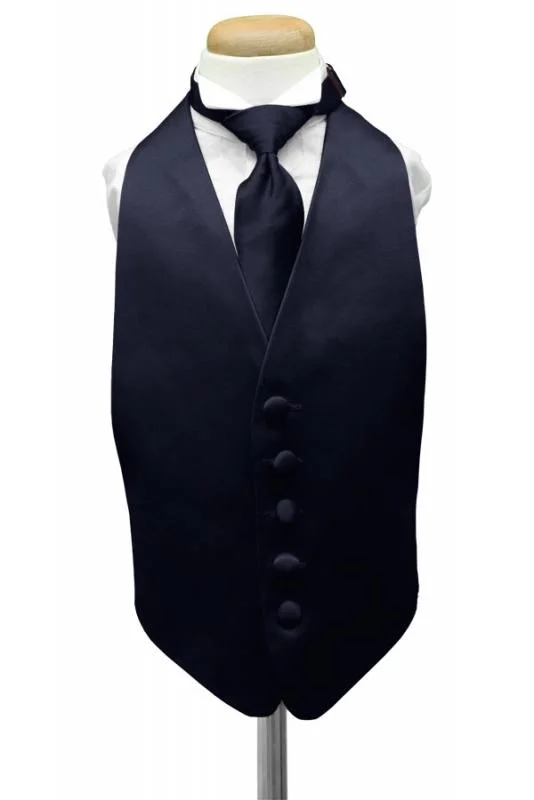 Midnight Blue Luxury Satin Kids Tuxedo Vest