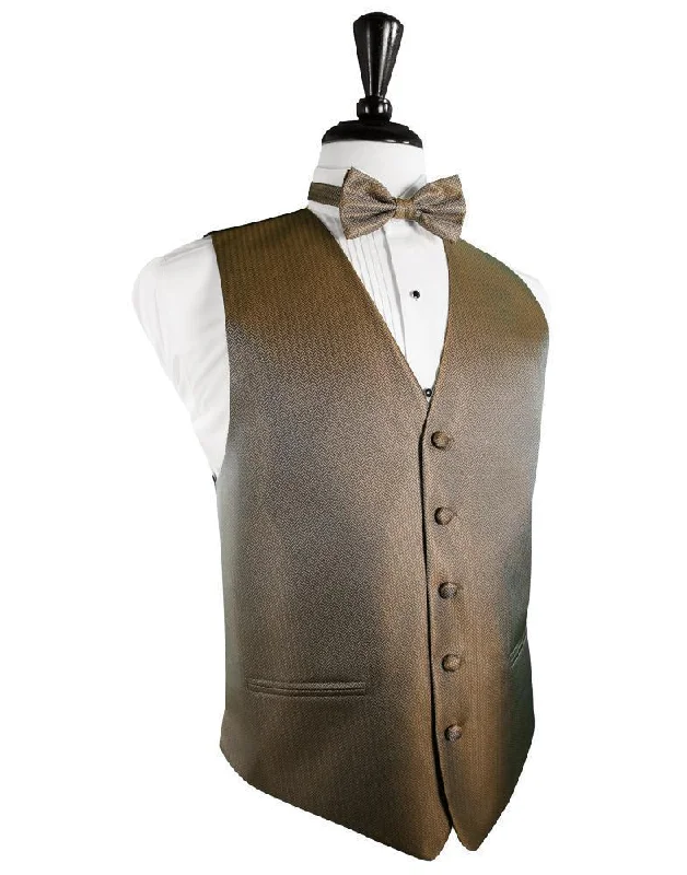 Mocha Herringbone Tuxedo Vest