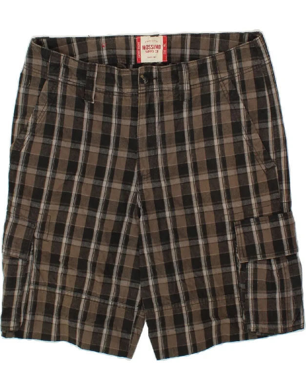 MOSSIMO Mens Cargo Shorts W36 Large Brown Check Cotton