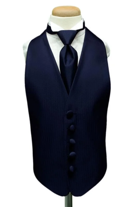 Navy Herringbone Kids Tuxedo Vest