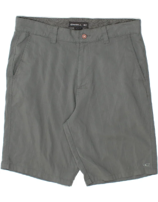 O'NEILL Mens Chino Shorts W33 Medium Grey Striped Polyester