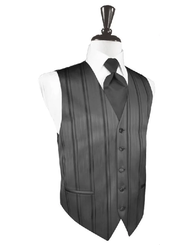 Pewter Striped Satin Tuxedo Vest