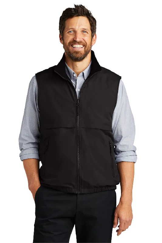 Port Authority Mens Charger Reversible Wind & Water Resistant Full Zip Vest - True Black