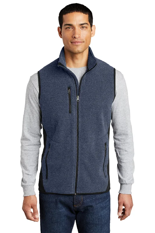 Port Authority Mens R-Tek Pro Pill Resistant Fleece Full Zip Vest - Heather Navy Blue/Black