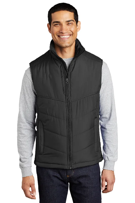 Port Authority Mens Wind & Water Resistant Full Zip Puffy Vest - Black