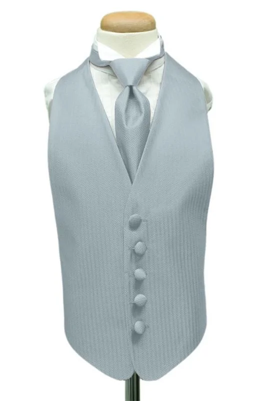 Powder Blue Herringbone Kids Tuxedo Vest