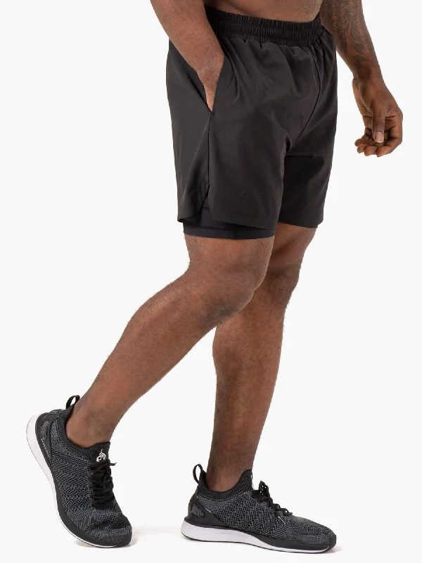 Pursuit 2 In 1 Training Shorts - Black