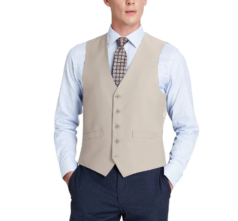 Renoir 201-3 Men's Classic Fit Suit Separate Vest - Beige